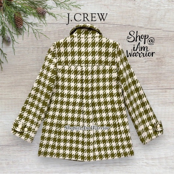J.Crew rare vintage apple green houndstooth peacoat *shop@iamwarrior - Picture 4 of 9